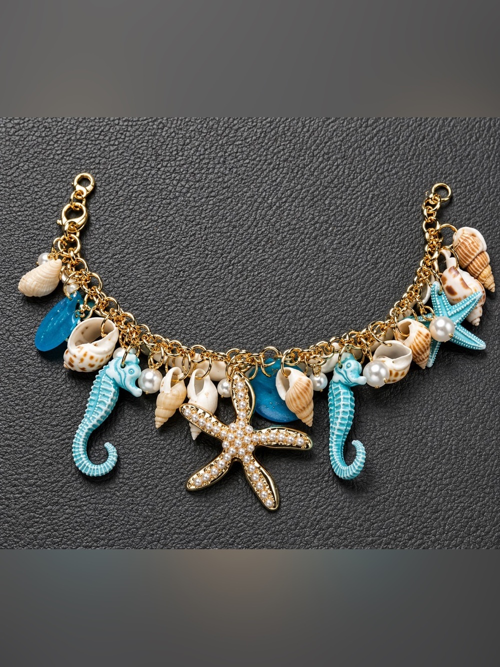 Turquoise & Gold Seaside Charm Bracelet - Picture 7 of 9